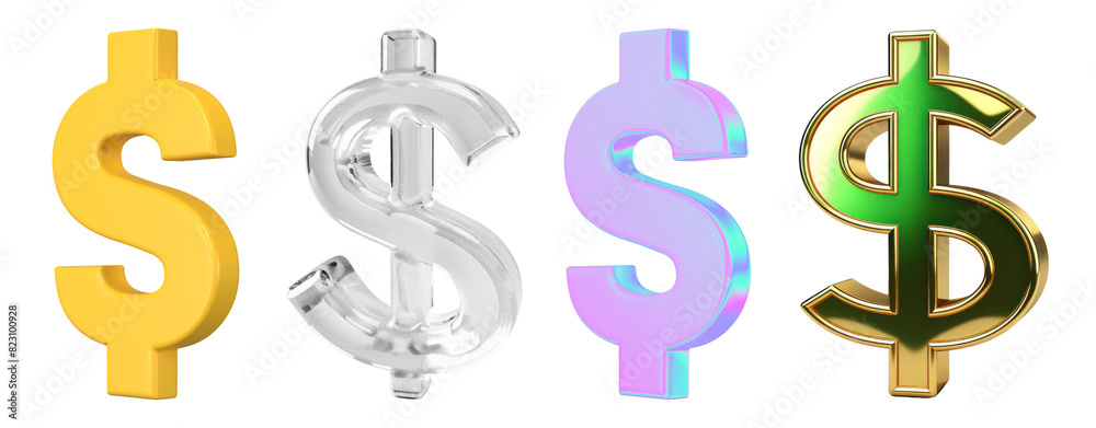 3d dollar icons png element set on transparent background 3d dollar icons png element set on transparent background