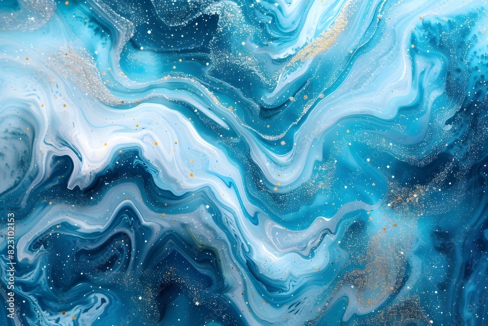 Naklejka premium Close-up of a blue and gold paint artwork