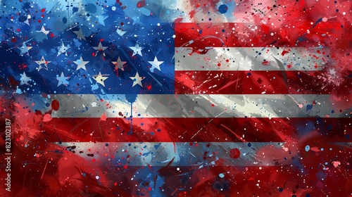 Abstract American flag in the style of abstract art