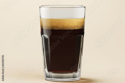 Tall Glass of Dark Beer on Light Background