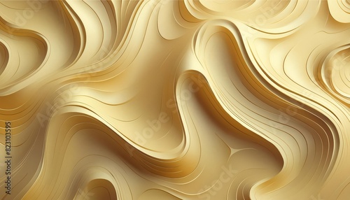 Graceful wavy gold backdrop with sleek liquid texture for artistic design