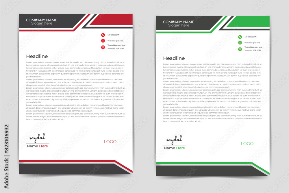 Professional Letterhead templates design, modern letterhead design vector, unique Business letterhead Professional Letterhead templates design, modern letterhead design vector, unique Business letterhead
