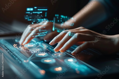 Hands Interacting with Futuristic Interfaces