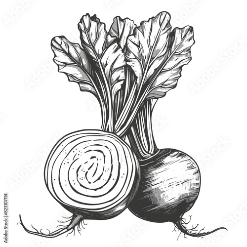 Vector beetroot organic vegetable sketch. Hand drawn style illustration