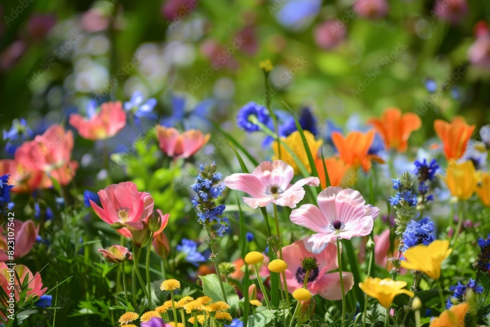 Fototapeta premium Vibrant Spring Tulips in Full Bloom