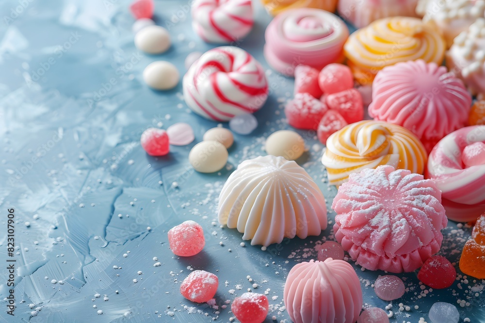 Many assorted candies spread out on a table Many assorted candies spread out on a table