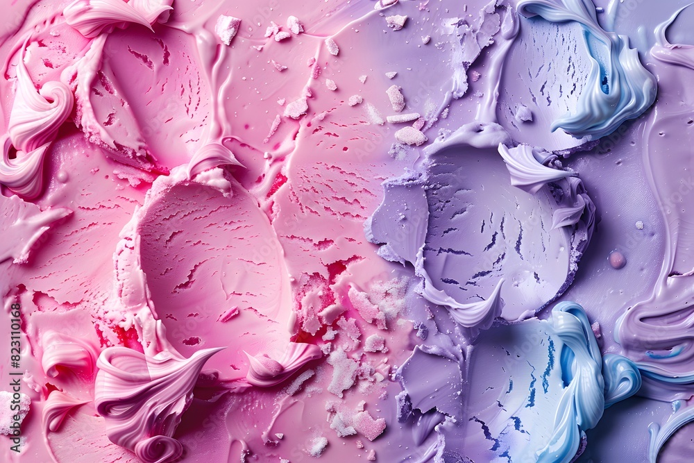 Obraz premium Close up of cake with pink and purple frosting