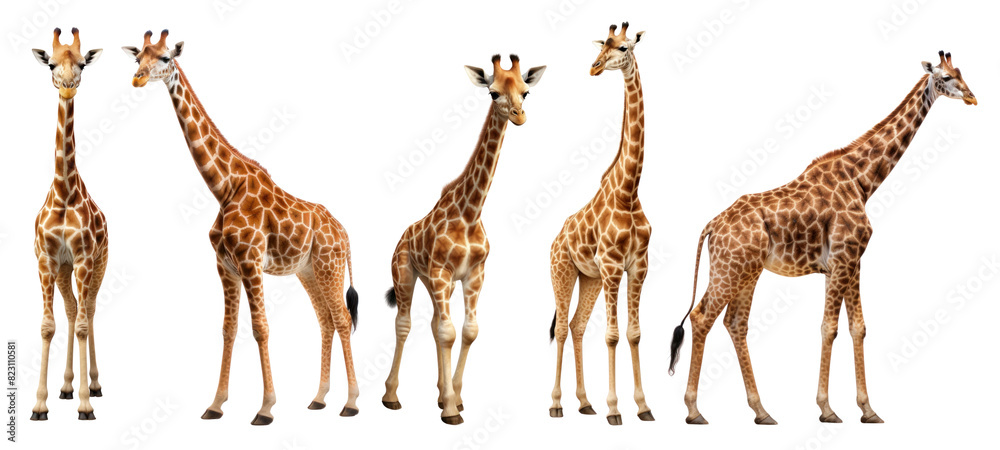 Fototapeta premium Giraffe standing png on transparent background