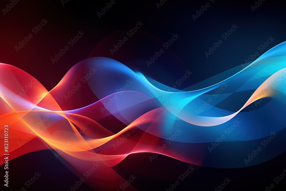 A modern colorful poster depicting a stream. The shape of multicolored lines in the form of a wave on a black background. Artistic design for your design project. A modern colorful poster depicting a stream. The shape of multicolored lines in the form of a wave on a black background. Artistic design for your design project.