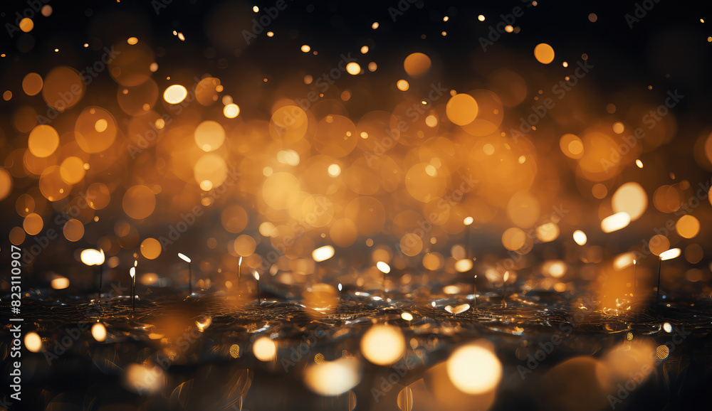 Enchanting Golden Bokeh Lights Festive Background