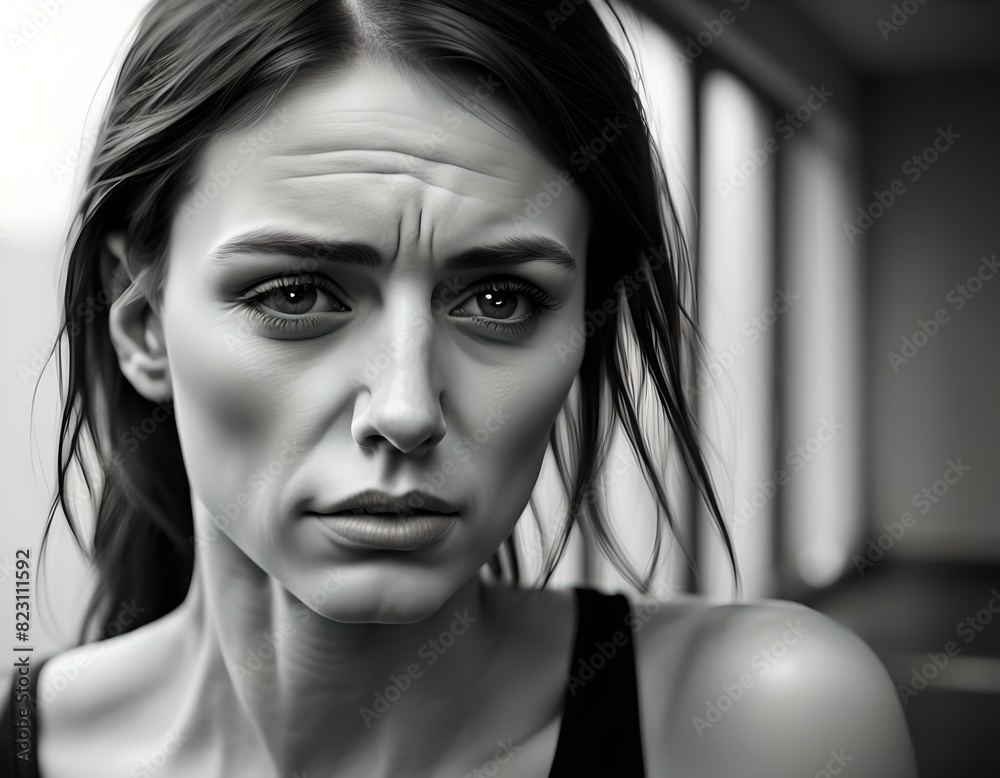 donna che soffre e pensa ad un grave problema, riflessione, pena sofferenza e dolore donna che soffre e pensa ad un grave problema, riflessione, pena sofferenza e dolore