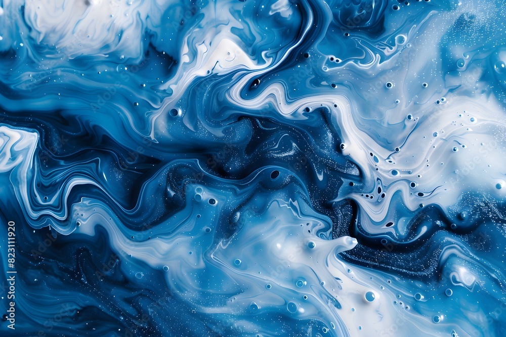Close up of blue and white fluid artwork Close up of blue and white fluid artwork