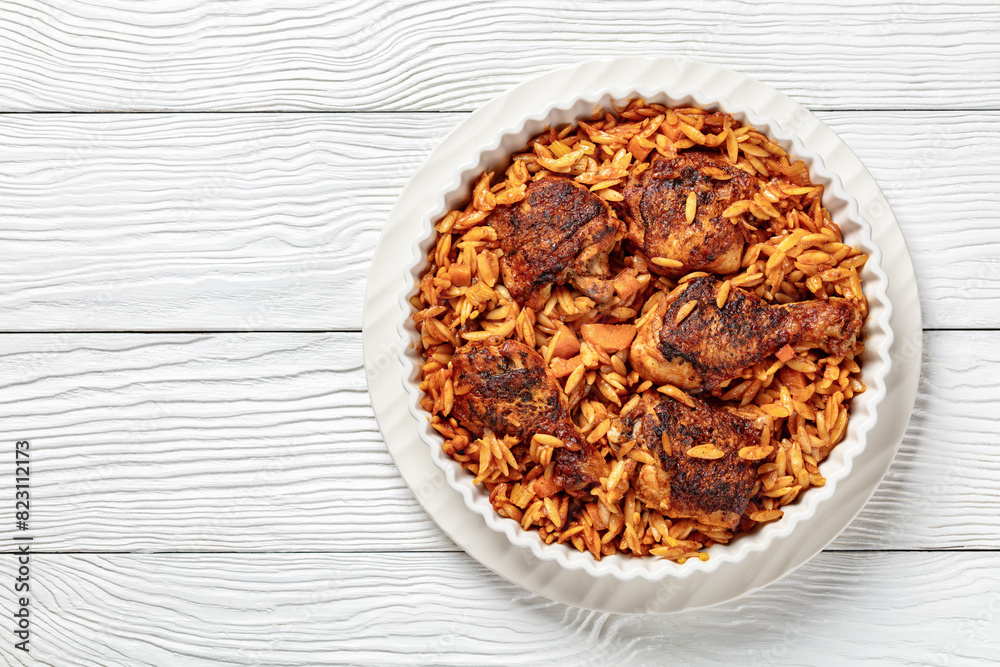 baked greek chicken orzo stew in tomato sauce baked greek chicken orzo stew in tomato sauce
