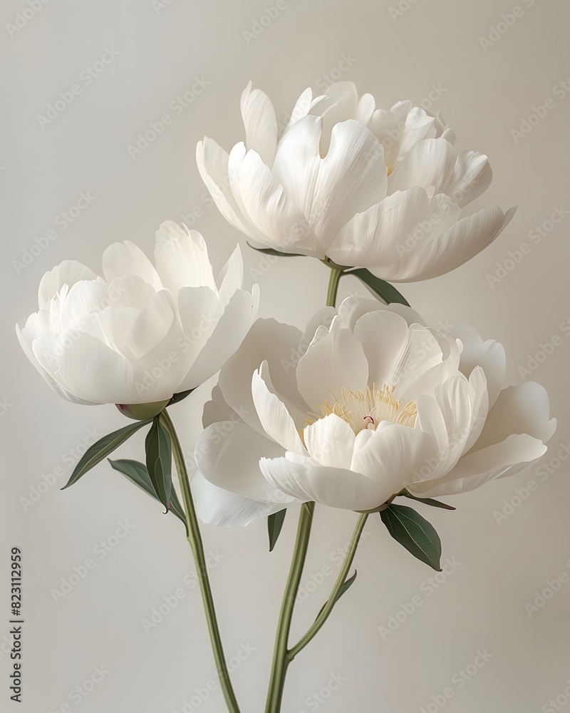 Elegant White Peonies on Soft Background Elegant White Peonies on Soft Background