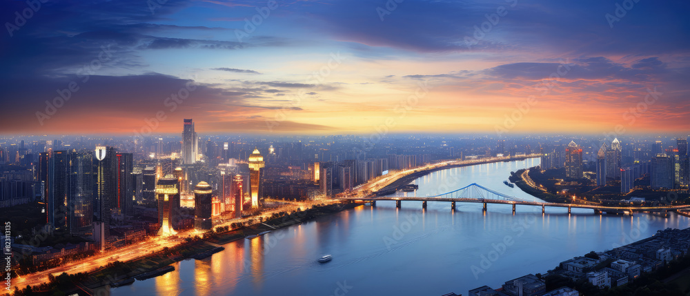 Breathtaking Sunset Over Urban Skyline Panorama Breathtaking Sunset Over Urban Skyline Panorama
