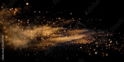a brown splash painting on black background, brown powder dust paint beige brown explosion explode burst isolated splatter abstract. brown smoke or fog particles explosive special effect