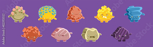 Solid Stone Character with Pretty Face Vector Set