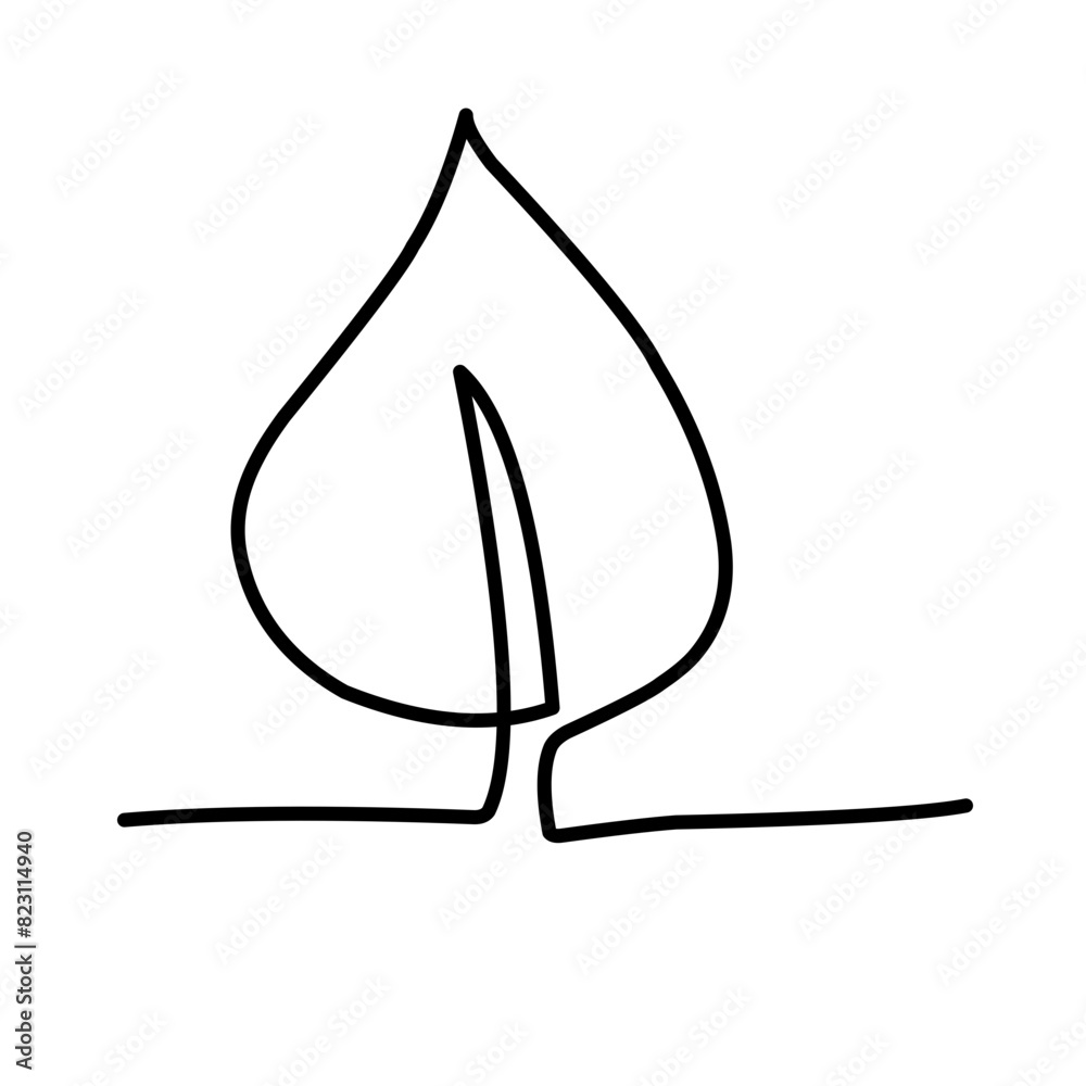 leaf continuous line art leaf continuous line art
