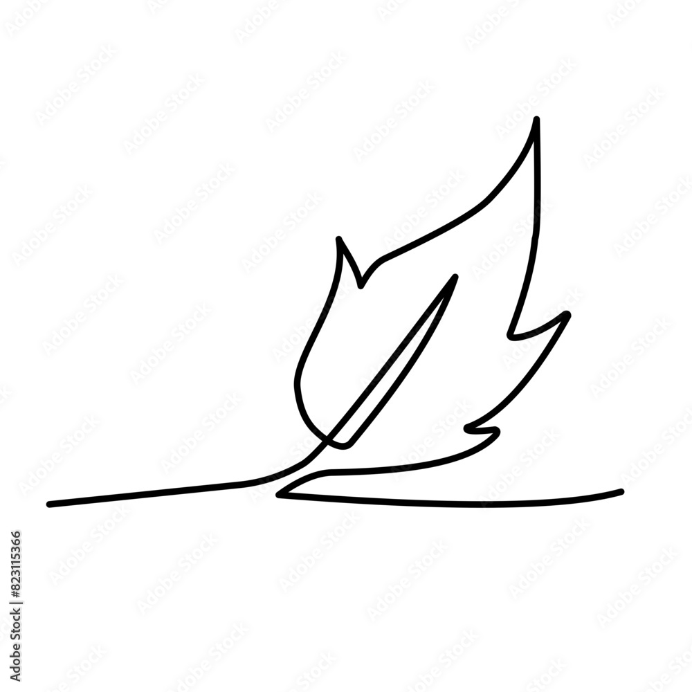 leaf continuous line art leaf continuous line art