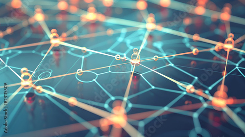 technological background, networks connected between nodes, cables link artificial neural structures ,Networking and communication photo