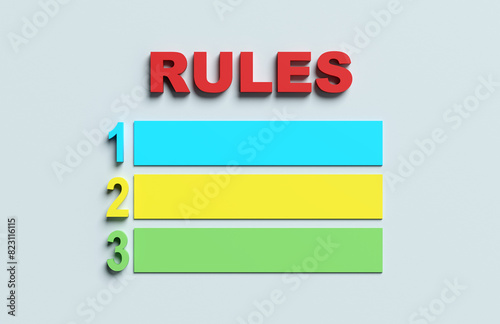 List of rules or regulations concept.