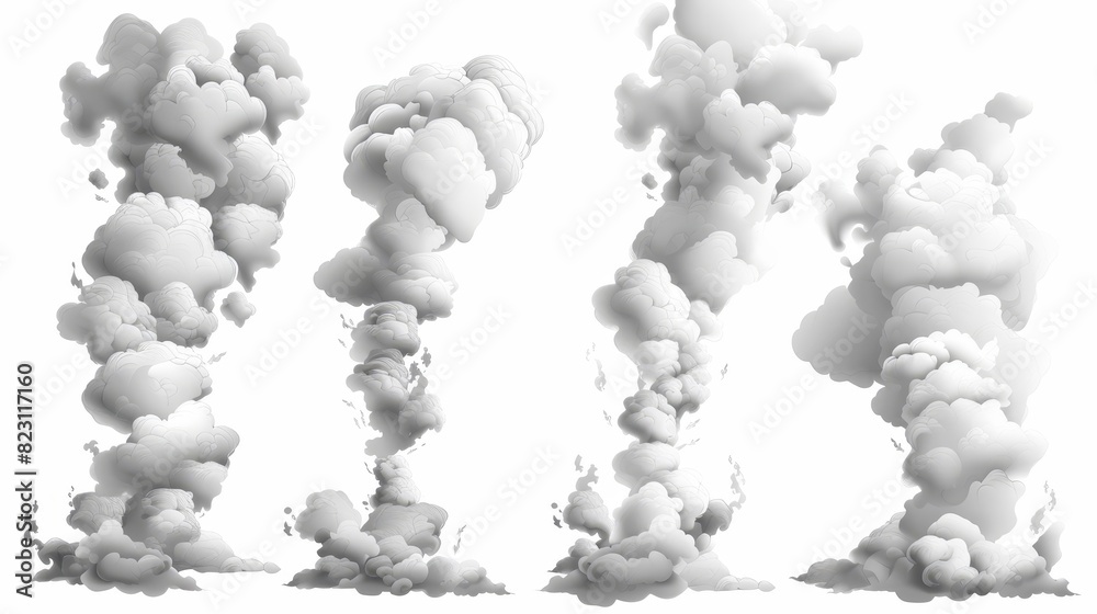 Smoke modern illustration collection with stylized white clouds. Smoke modern illustration collection with stylized white clouds.