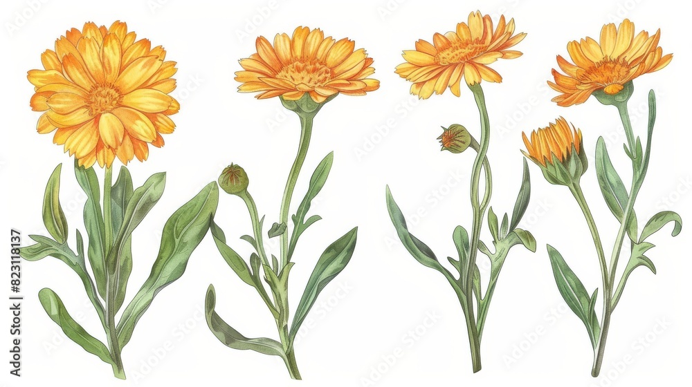 Illustration of calendula on a transparent background Illustration of calendula on a transparent background
