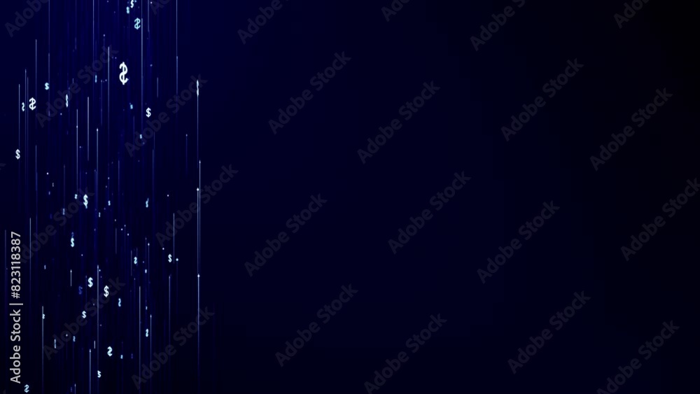 Digital currency dollar technology business corporate particles background loop