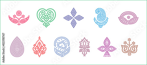 Rhinestone hotfix transfer vector buti set design for laser cutting, 2.2 mm hole size 6 ss in 381mm x 169.33 mm green square box