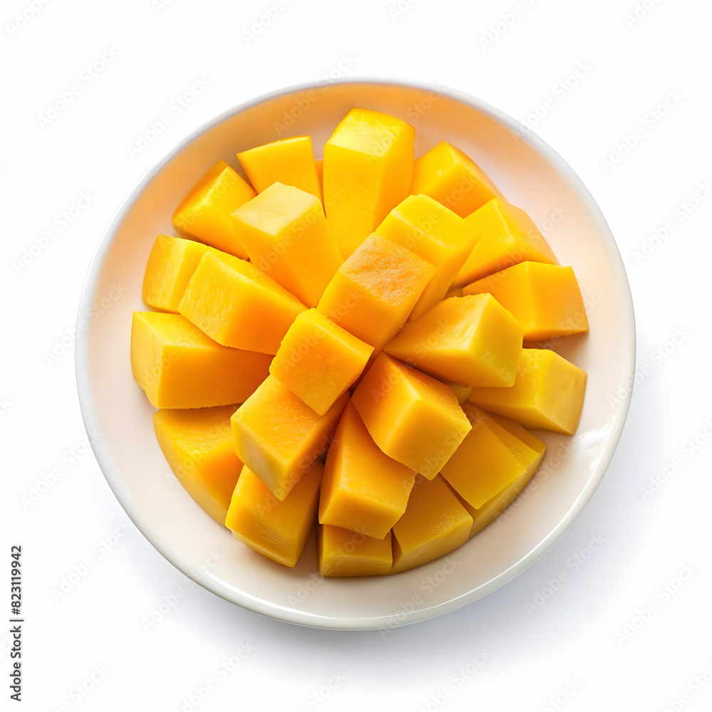 High angle view of mango slice High angle view of mango slice