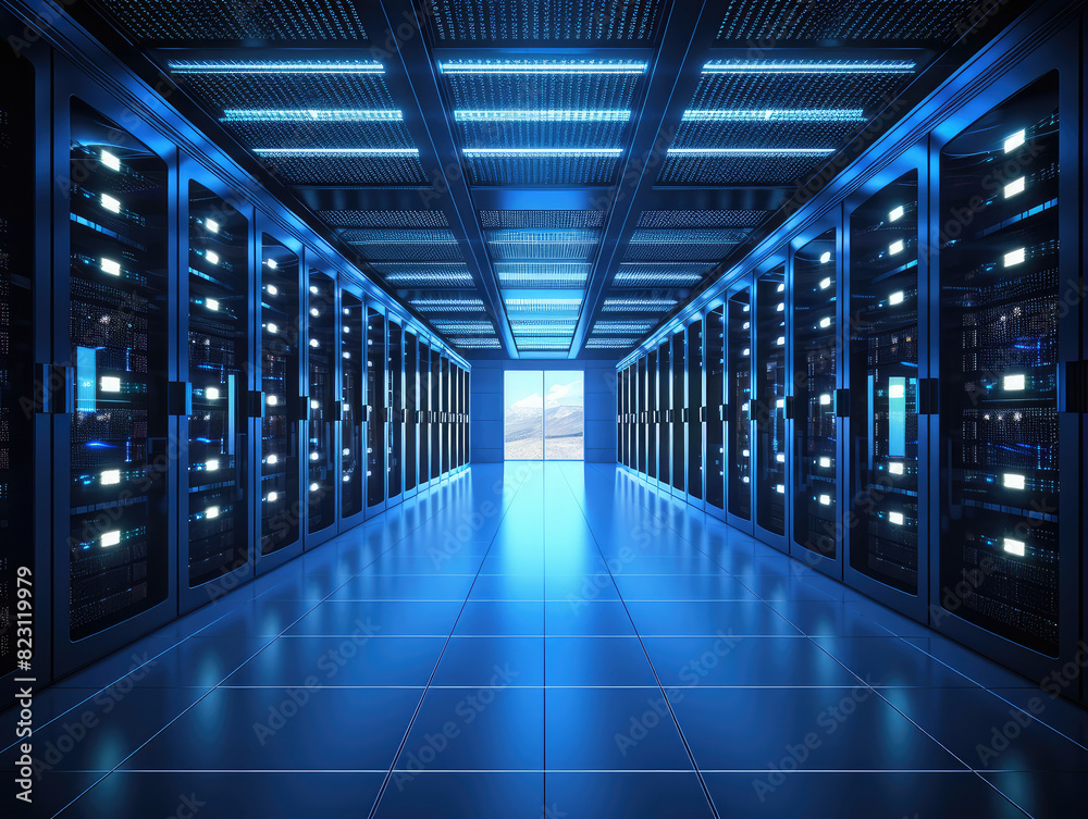 Futuristic Data Center with Advanced Servers Futuristic Data Center with Advanced Servers