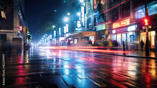 Vibrant City Life: Illuminated Streets at Night