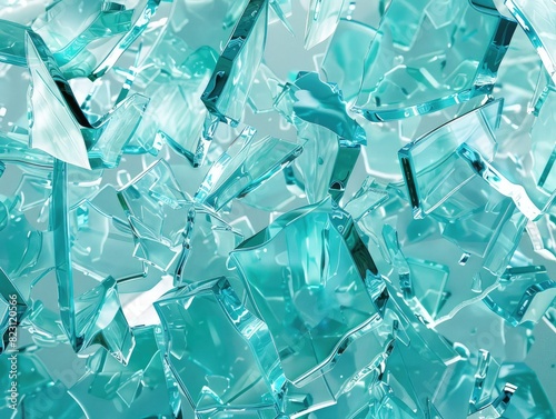 Cyan glass shards with shattered effect
