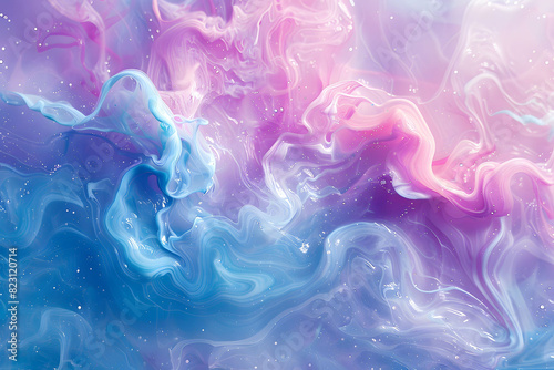 Close up of pink and blue swirl painting