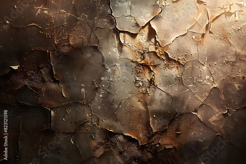 Cracked wall covered in numerous fractures photo