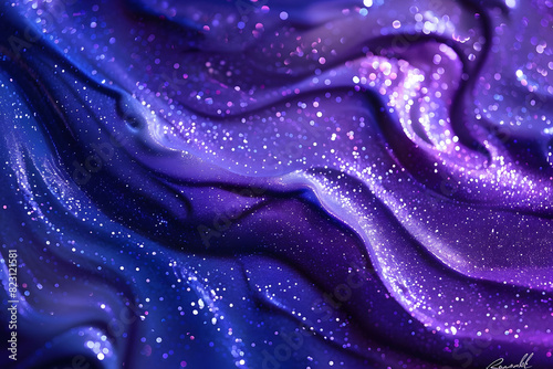 Purple and blue glitter fabric showcasing a swirling pattern
