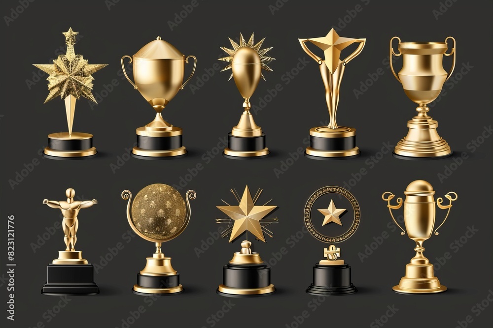 Awards set in black and gold modern format Awards set in black and gold modern format