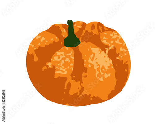 Pumpkin vegetable. Orange round-shaped squash. Autumn harvest. Halloween vegg...