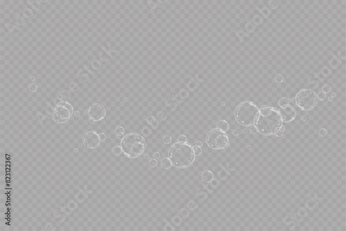 Realistic soap bubbles.Flying bubbles on a transparent background.	