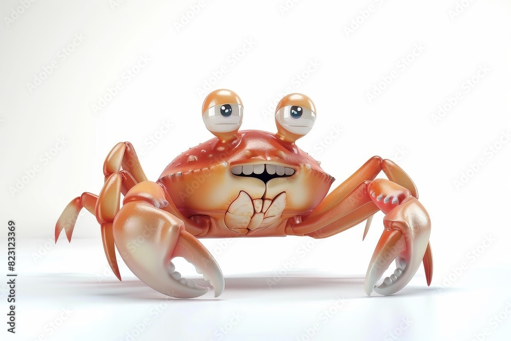 3D modern icon of a crab cartoon character. 3D modern icon of a crab cartoon character.