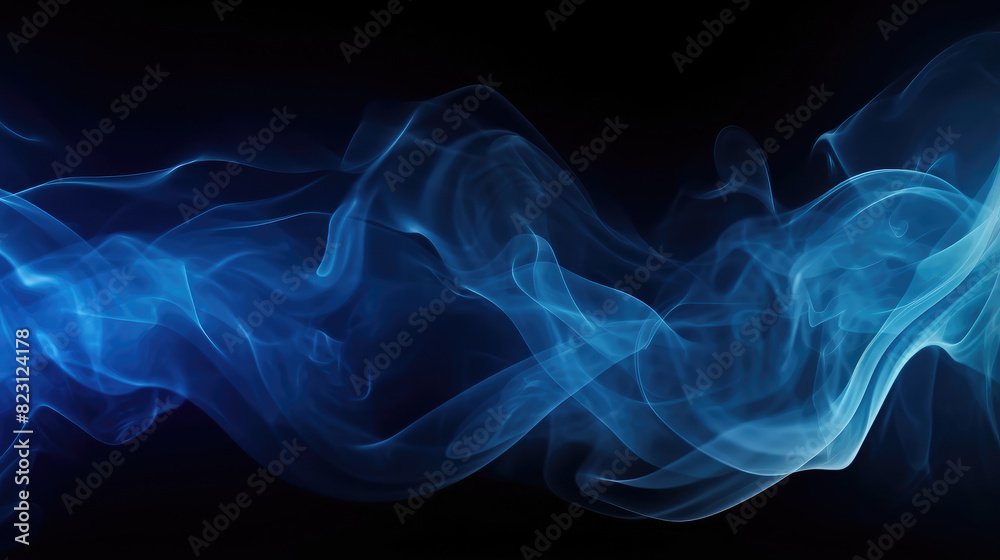 Mystical Blue Smoke Waves on a Dark Background