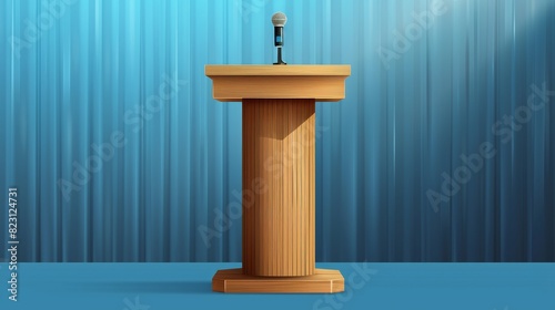 The podium with microphone below was designed for speakers on conference  lectures  or debates. The modern realistic rostrum was designed for orators presenting for the press  or communicating with