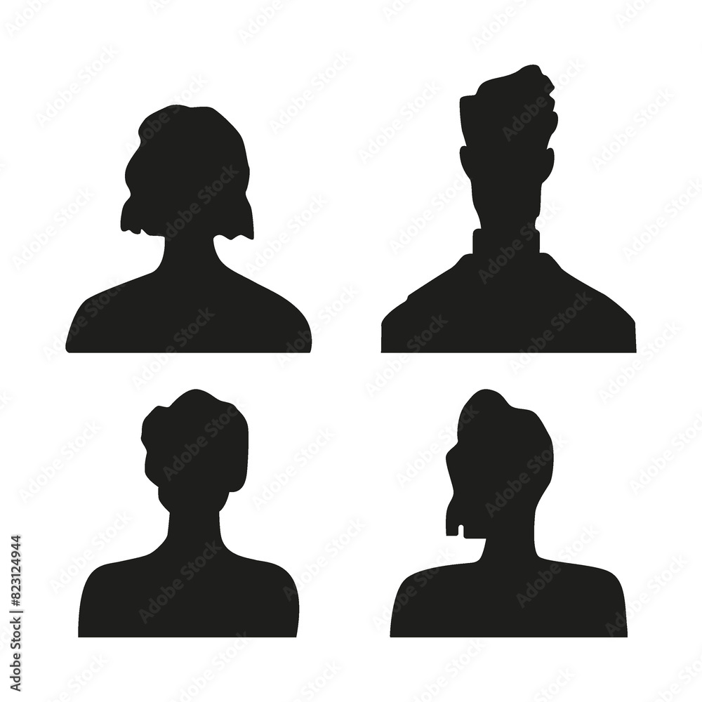 Flat illustration in black color. Avatar, user profile, person icon, profile picture. Suitable for social media profiles, icons, screensavers and as a template...