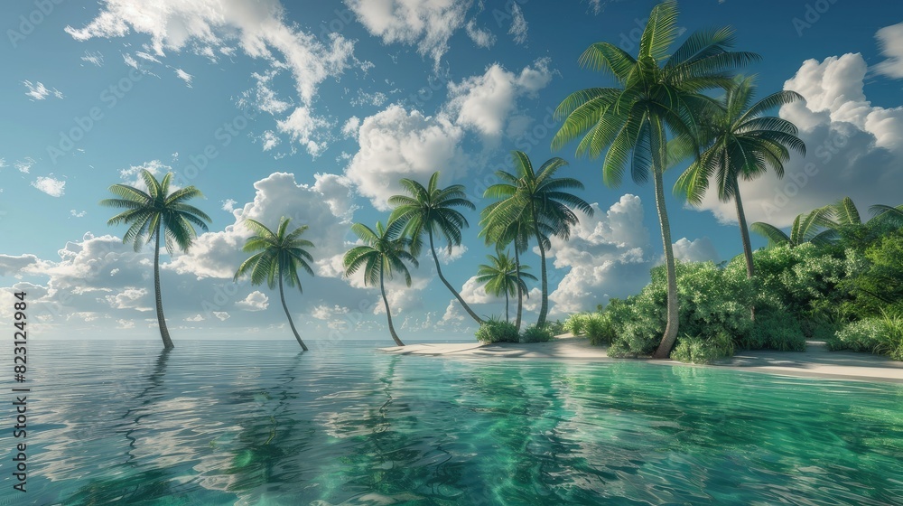 Coconut palms on a tropical island