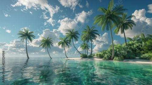 Coconut palms on a tropical island