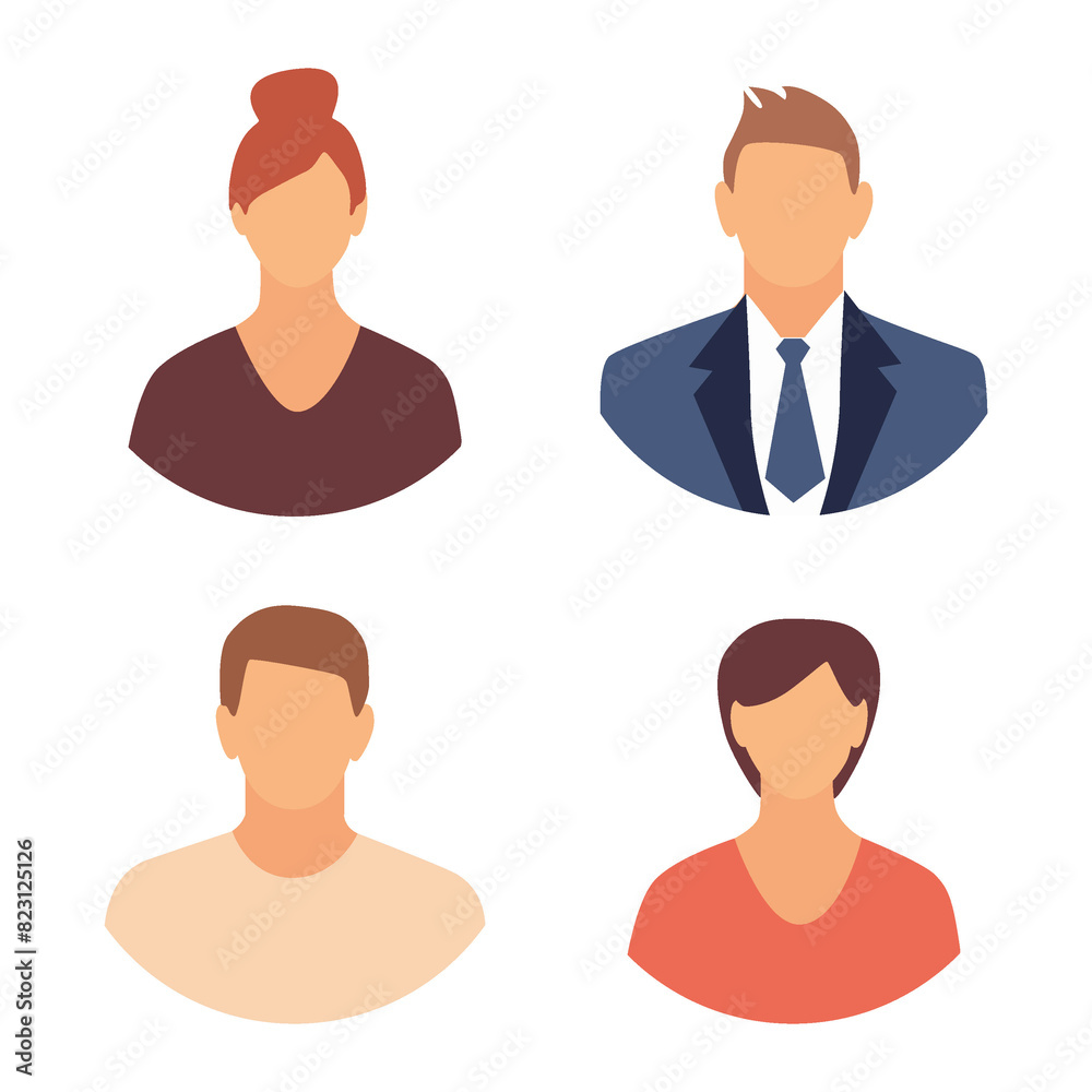 Flat illustration. Men and women in different styles. Avatar, user profile, person icon, profile picture. Suitable for social media profiles, icons, screensavers and as a template... Flat illustration. Men and women in different styles. Avatar, user profile, person icon, profile picture. Suitable for social media profiles, icons, screensavers and as a template...