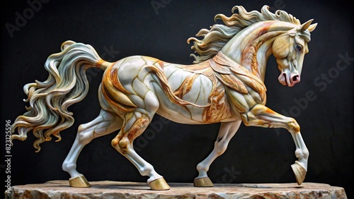 Beautifully crafted marble horse artwork with a unique artistic style photo
