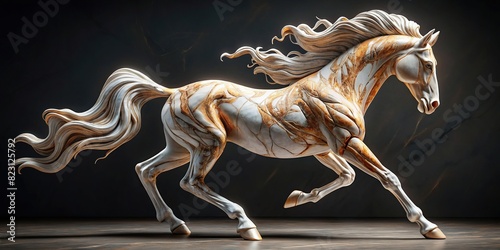 Artistic interpretation of a horse in marble effect, showcasing elegance and creativity photo