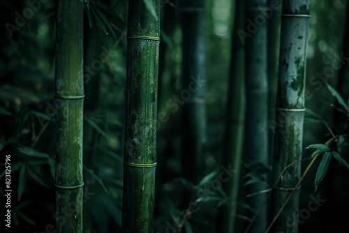 Dark bamboo forest  closeup view