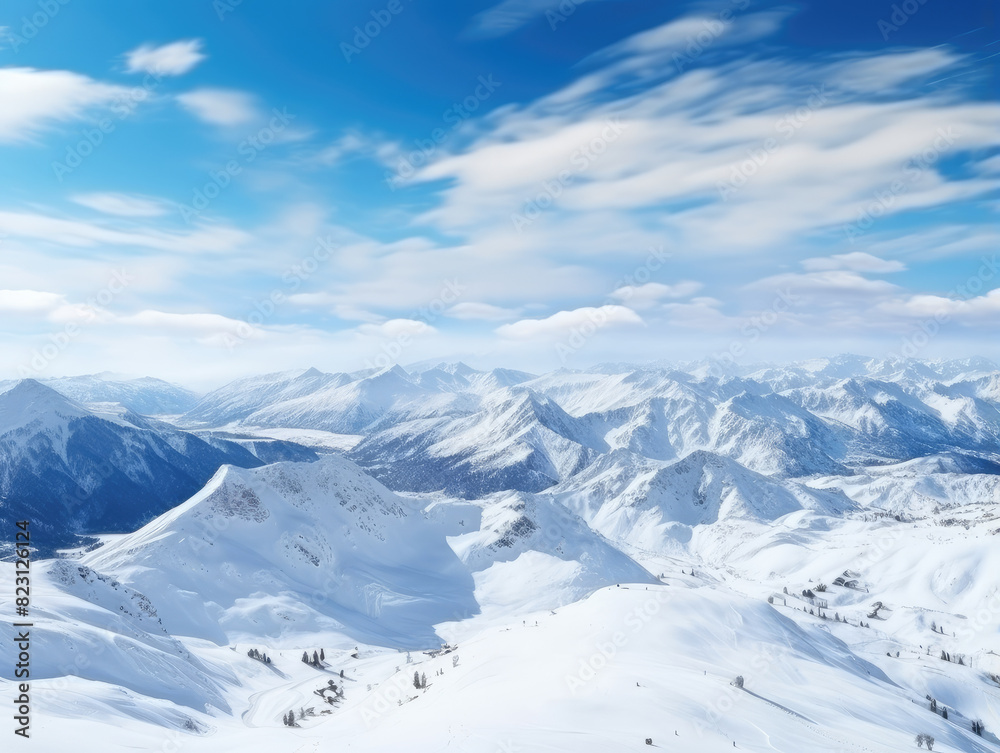Majestic Snow-Capped Mountains and Serene Sky Vista Majestic Snow-Capped Mountains and Serene Sky Vista
